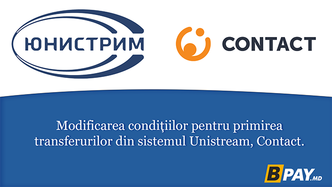 Modificarea condițiilor pentru primirea transferurilor din sistemul Unistream, Contact.
